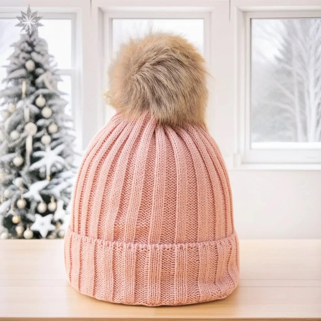 Thick Knit Pompom Beanie – Warm & Stylish Winter Hat for Women only £6.99 from Berets Etc