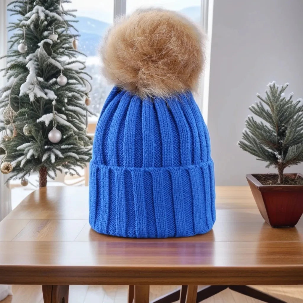 Thick Knit Pompom Beanie – Warm & Stylish Winter Hat for Women only £6.99 from Berets Etc