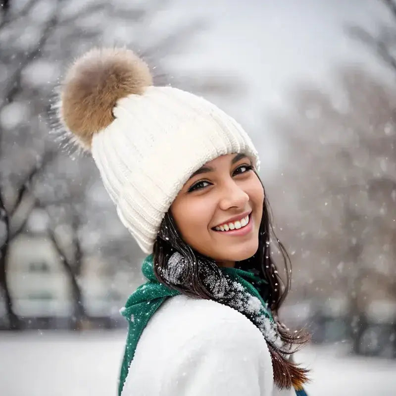 Thick Knit Pompom Beanie – Warm & Stylish Winter Hat for Women only £6.99 from Berets Etc