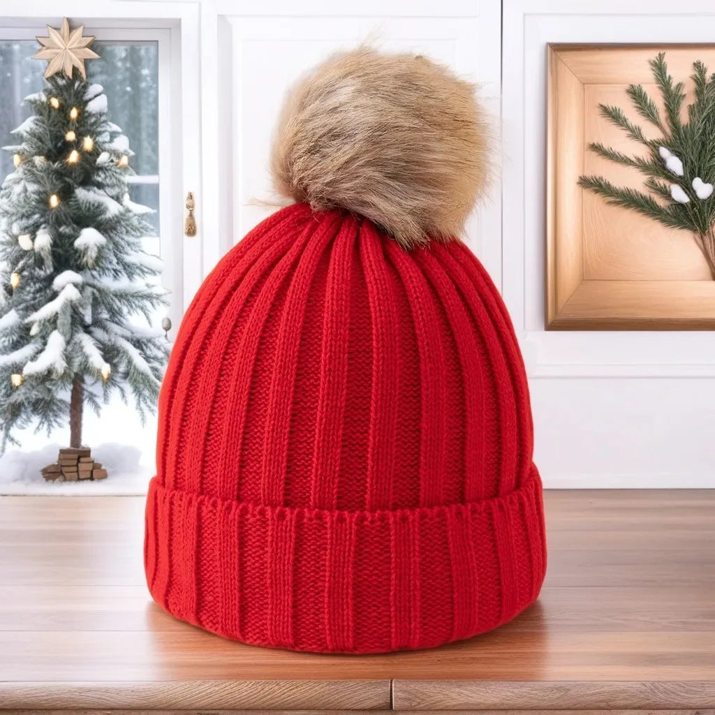 Thick Knit Pompom Beanie – Warm & Stylish Winter Hat for Women only £6.99 from Berets Etc