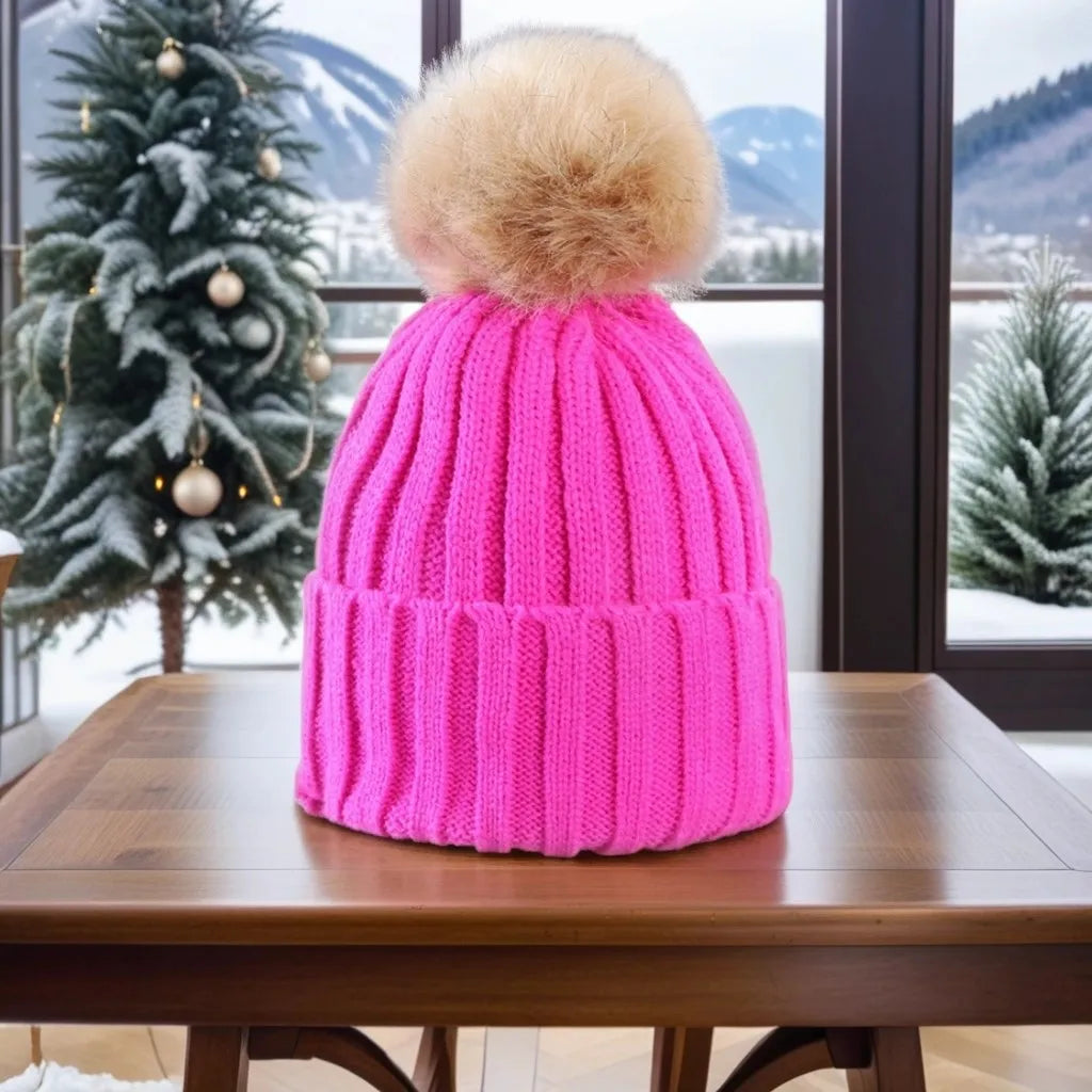 Thick Knit Pompom Beanie – Warm & Stylish Winter Hat for Women only £6.99 from Berets Etc