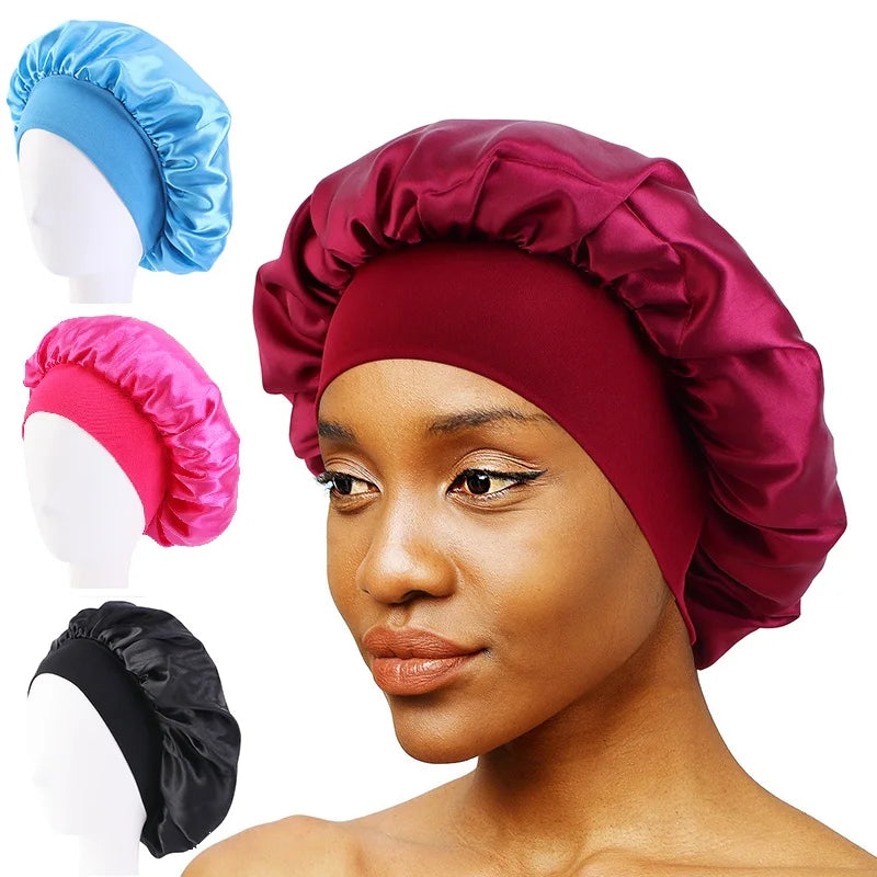 Luxury Satin Sleep Bonnet – Wide-Brimmed & Gentle on Hair only £7.99 from Berets Etc