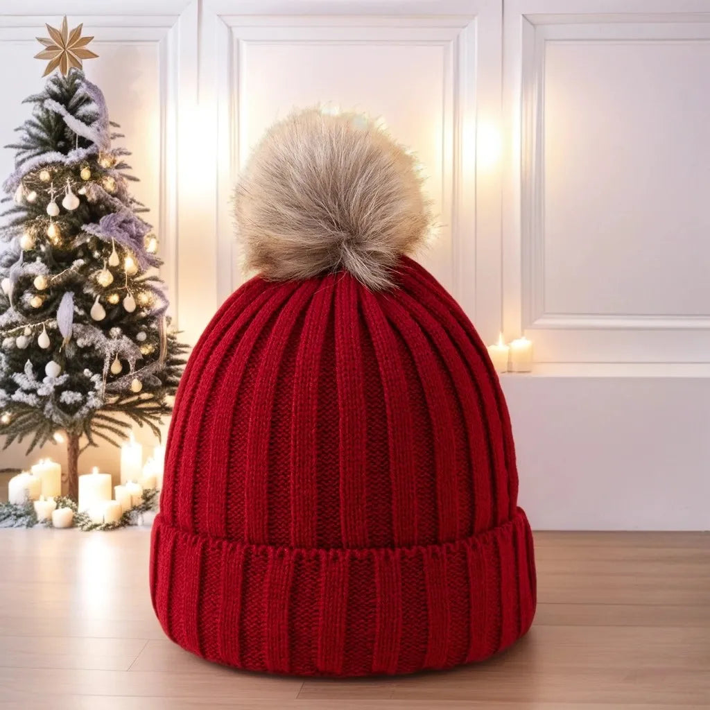 Thick Knit Pompom Beanie – Warm & Stylish Winter Hat for Women only £6.99 from Berets Etc